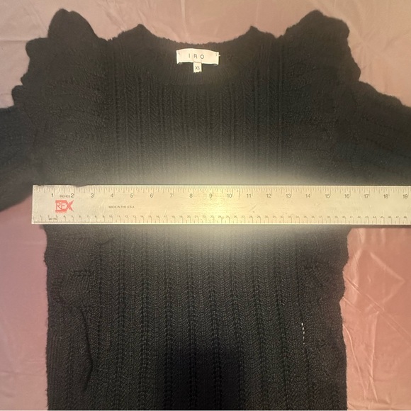 IRO Black Ruffled Wool Blend Knit Sweater Size XS MSRP $395 - Picture 9 of 9